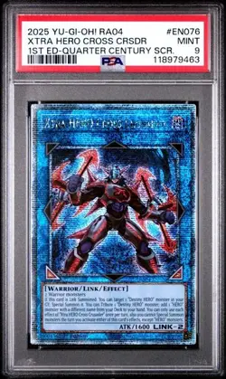 Xtra HERO Cross Crusader *PSA 9* RA04-EN076 *Quarter Century Secret Rare *Yugioh - Image 1