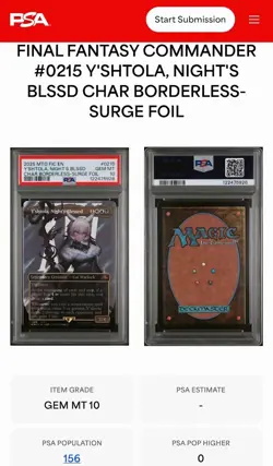 2025 MTG FINAL FANTASY COMMANDER SURGE #0215 Y'SHTOLA, NIGHT'S BLESSED PSA 10 - Image 3