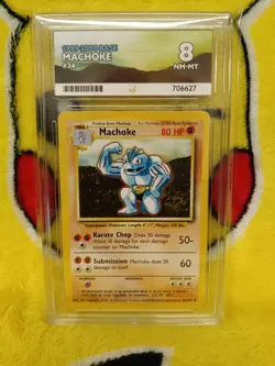 Pokemon Base Set 4th UK Print 1999-2000 Machoke 34/102 Ace Graded 8 NM-MT - Image 1
