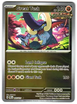 Great Tusk 055/131 NM Reverse Holo SV: Prismatic Evolutions Pokemon TCG - Image 1