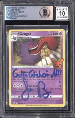 Pokemon Jason Paige signed 2021 Sword And Shield Chilling Reign 57 Gengar BGS 10 - Image 1
