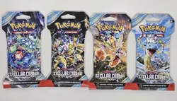 Pokemon TCG Stellar Crown Sleeved Booster Pack Art Set 4 Packs Factory Sealed - Image 1