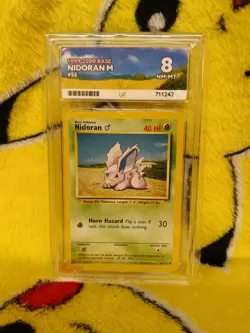 Pokemon Base Set 4th UK Print 1999-2000 Nidoran Male 55/102 Ace Graded 8 NM-MT - Image 1