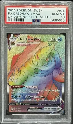 2020 POKEMON SWORD & SHIELD CHAMP'S PATH SECRET FULL ART/DREDNAW VMAX PSA 10 - Image 1