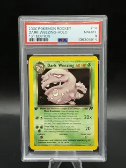 2000 POKEMON ROCKET 1ST ED #14 DARK WEEZING-HOLO PSA 8 - Image 1
