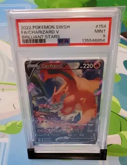 PSA Mint 9 Charizard V Full Art Pokemon 154/172 Brilliant Stars - Image 2