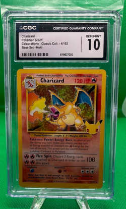 Pokemon TCG Charizard 4/102 Holo Rare CGC Gem Mint 10 Celebrations - Image 1