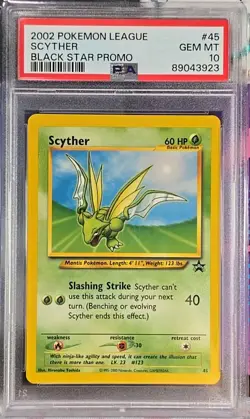 2002 Pokemon League #45 Scyther Black Star Promo PSA 10 - Image 1