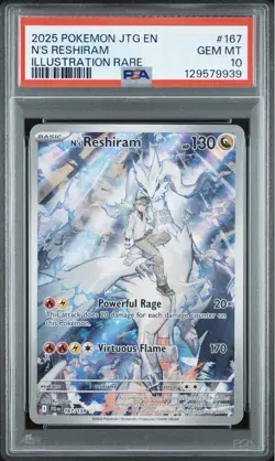 2025 POKEMON JTG EN-JOURNEY TOGETHER ILLUSTRATION RARE #167 N'S RESHIRAM PSA 10 - Image 1