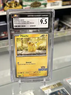 PIKACHU POKEMON 2025 BLACK STAR PROMO ILLUSTRATION CONTEST 2024 WINNER CGC 9.5 - Image 1