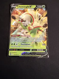 Chesnaught V 015/195 Ultra Rare Sword & Shield Silver Tempest Pokemon Card 2022 - Image 1