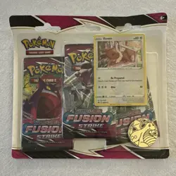 Pokemon TCG Fusion Strike Booster Pack Lot 3 Packs with Eevee Promo Card & Coin - Image 1