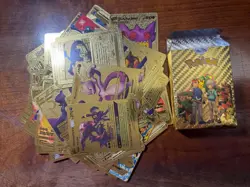 55 PCS Gold Foil Pokemon Cards Pack – VMAX GX TCG Rare, Collectible Gift Lot - Image 1