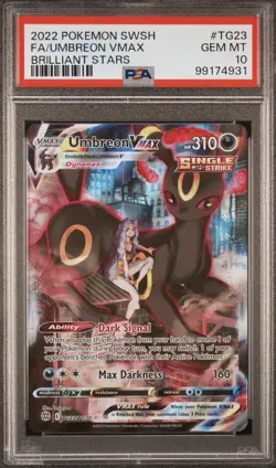 PSA 10 Umbreon VMAX TG23/TG30 Brilliant Stars FA Pokemon Card Trainer Gallery - Image 1