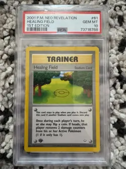 2001 POKEMON NEO REVELATION 1ST EDITION #61 HEALING FIELD PSA 10 - Image 1