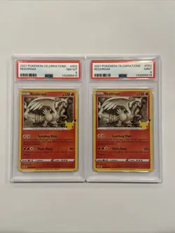 LOT OF 2 SEQUENTIAL PSA CERTS 2021 POKEMON CELEBRATIONS #002 RESHIRAM PSA 8 & 9 - Image 1