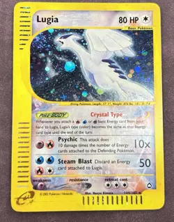 2003 Pokemon Aquapolis Crystal Lugia 149/147 Holo E-Reader with Swirl Near Mint - Image 1