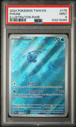 2024 POKEMON TWM EN-TWILIGHT MASQUERADE ILLUSTRATION RARE #175 PHIONE PSA 9 - Image 1