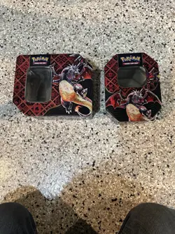 Lot Of 2 Pokemon TCG Paldean Fates Charizard ex Tin (EMPTY) - Image 1