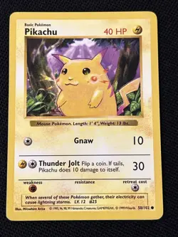 Pokemon Pikachu (Red Cheeks) 058/102 Base Set (Shadowless) *Near Mint* - Image 2