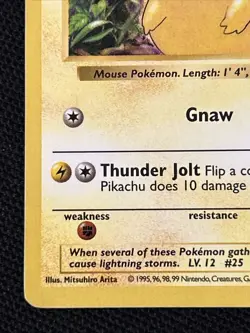 Pokemon Pikachu (Red Cheeks) 058/102 Base Set (Shadowless) *Near Mint* - Image 3