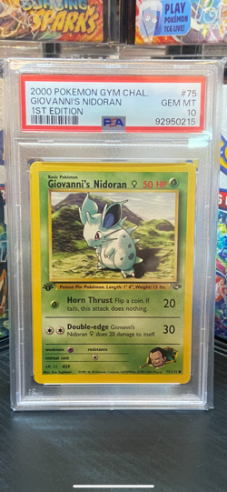 Pokemon Gym challenge 1st edition Giovanni's Nidoran PSA 10 - Image 1
