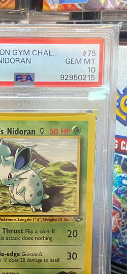 Pokemon Gym challenge 1st edition Giovanni's Nidoran PSA 10 - Image 3