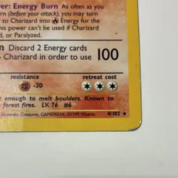 Pokemon TCG Charizard Base Set Holo Rare 4/102 Wizards 1999 120 HP DAMAGED READ - Image 3