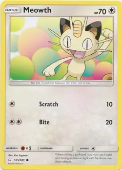 4x NM-Mint Meowth - 125/181 - Common Pokemon Team Up - Image 1