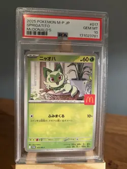 2025 POKEMON JAPANESE M-P PROMO MCDONALD'S #017 SPRIGATITO PSA 10 - Image 1