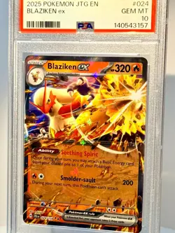 PSA GEM MINT 10 POKEMON BLAZIKEN ex #024 (2025) JTG EN JOURNEY TOGETHER *NICE* - Image 1