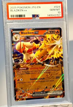 PSA GEM MINT 10 POKEMON BLAZIKEN ex #024 (2025) JTG EN JOURNEY TOGETHER *NICE* - Image 5