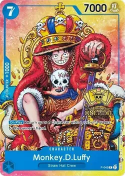 1x Monkey.D.Luffy - P-043 - P (2nd Anniversary Stamped Promo) NM-Mint One Piece - Image 1
