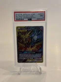 NEW Pokemon TCG Hidden Fates EBT Promo Moltres Zapdos & Articuno GX SM210 PSA 9 - Image 1