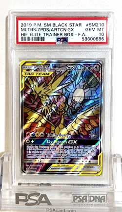 NEW Pokemon TCG Hidden Fates EBT Promo Moltres Zapdos & Articuno GX SM210 PSA 10 - Image 1