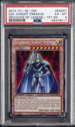 2014 YU-GI-OH! DRAGONS OF LEGEND 1ST ED #EN001 LEGENDARY KNIGHT TIMAEUS PSA 6 - Image 1