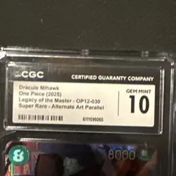 One Piece Dracule Mihawk Legacy of the Master OP12-030 Super Rare Alt Art CGC 10 - Image 2