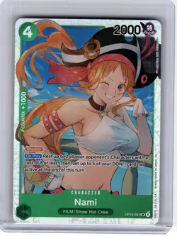 2025 One Piece—Nami #OP14-031 The Azure Sea's Seven—Super Rare Foil - Image 1