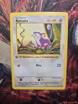 Pokemon Rattata 61/102 1st Edition Shadowless Base Set WOTC Card MP - Image 1