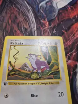 Pokemon Rattata 61/102 1st Edition Shadowless Base Set WOTC Card MP - Image 2