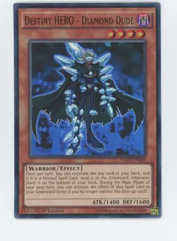 Yugioh Destiny Hero - Diamond Dude DESO-EN001 Super Rare 1st Edition NM x2 - Image 1