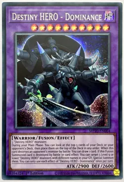 MP20-EN064 Destiny HERO - Dominance - Secret Rare 1st Edition Near Mint YuGiOh - Image 1