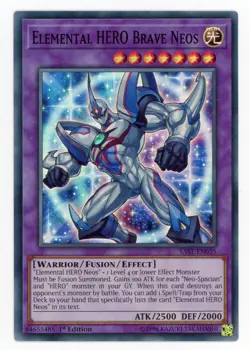 Yugioh Elemental Hero Brave Neos SAST-EN035 Super Rare 1st Edition NM - Image 1