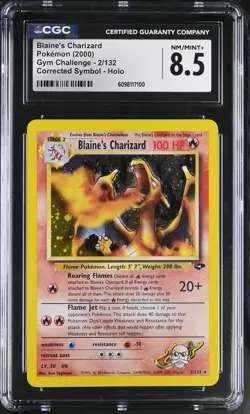 CGC 8.5 Blaine's Charizard Gym Challenge 2/132 Corrected Symbol Holo Pokemon - Image 1