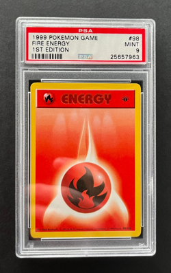 PSA 9 MINT Fire Energy 1st Edition Shadowless Base Set 1999 Pokemon Card 98/102 - Image 1