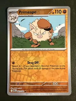 Pokemon TCG Primeape 91/182 SV10 Destined Rivals Reverse Holo NM - Image 1