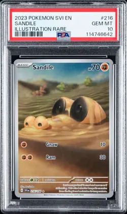 Sandile Illustration Rare PSA 10 Pokemon Scarlet & Violet Base 216/198 - Image 1