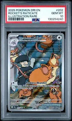 2025 POKEMON DRI EN-DESTINED RIVALS #202 TEAM ROCKET'S RATICATE PSA 10 - Image 1