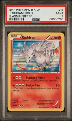 PSA 9 MINT Reshiram 17/116 HOLO RARE Black & White B&W Plasma Freeze Pokemon - Image 1