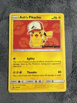 Ash's Pikachu SM109 Sun & Moon Black Star Promo Pokemon - Image 1